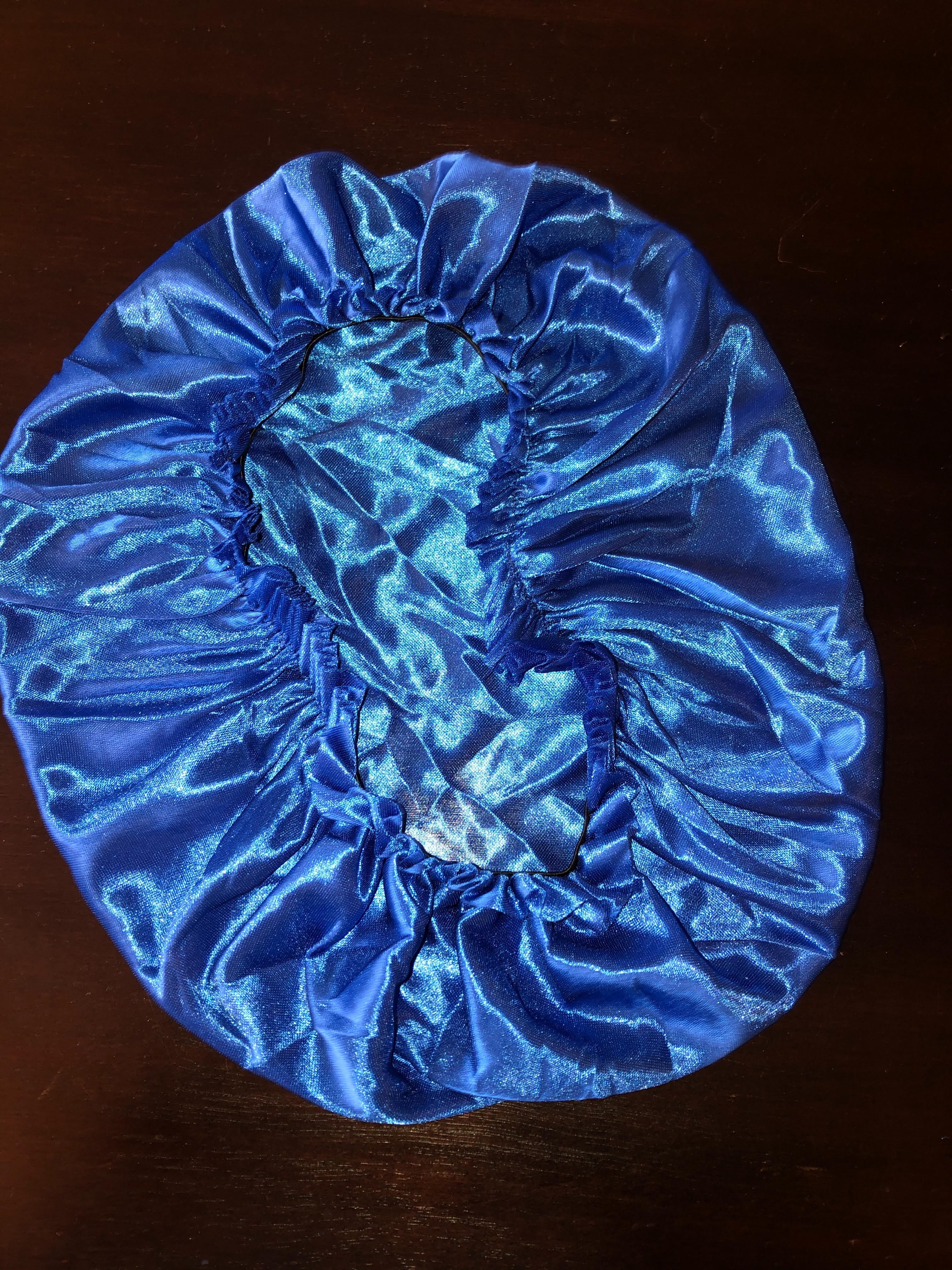 Blue Silk Ruffle Bonnet